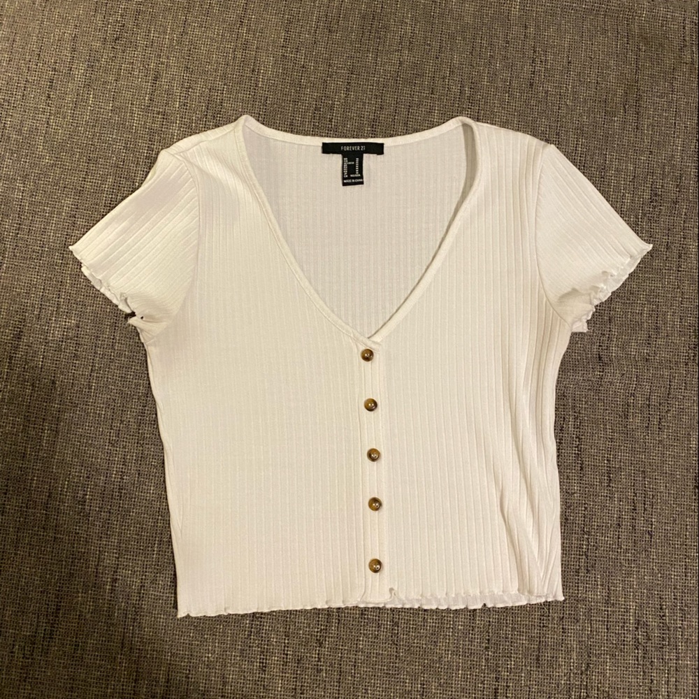 White button up crop top